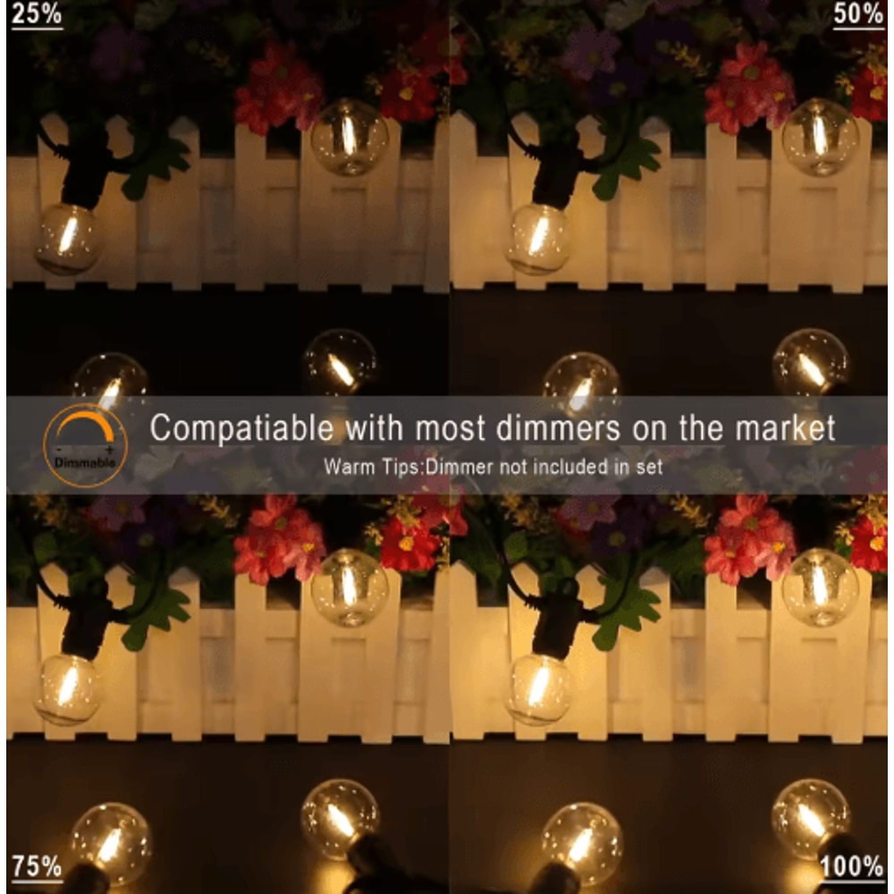 G40 Solar Globe String Lights With Remote Dimmable Waterproof Patio Hanging Lights 4