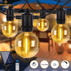 g40 solar globe string lights with remote – dimmable waterproof patio hanging lights