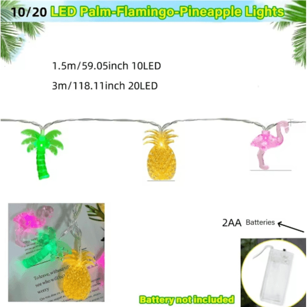 Tropical Flamingo Pineapple String Lights 1020 LED Hawaiian Party Decor 3