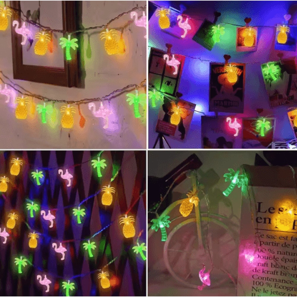 Tropical Flamingo Pineapple String Lights 1020 LED Hawaiian Party Decor 5