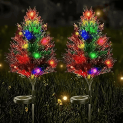 solar pine tree garden stake lights – waterproof outdoor christmas landscape decor