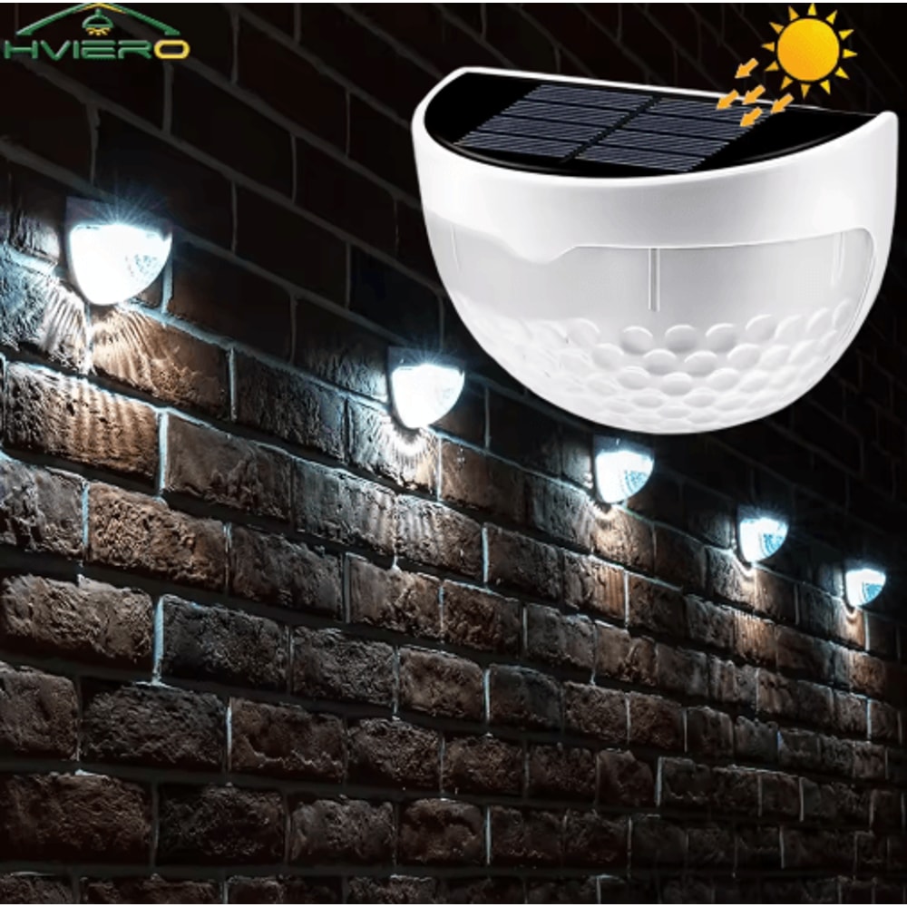 6LED HalfRound Solar Step Fence Lights Waterproof Outdoor Garden Wall Lamps 0