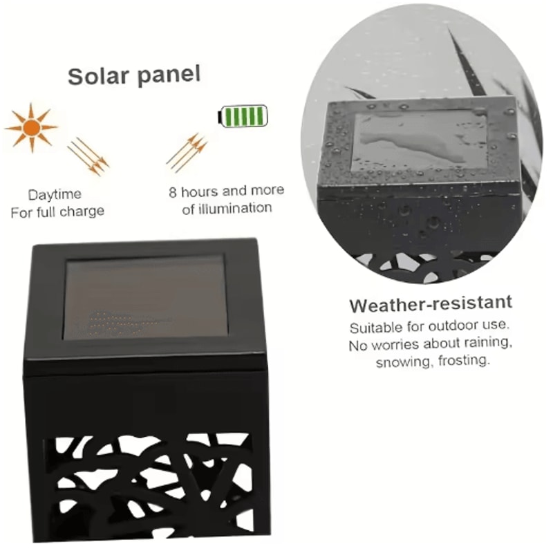 6PCS HollowOut Solar Garden Stake Lights Waterproof LED Landscape Lawn Lamps 1