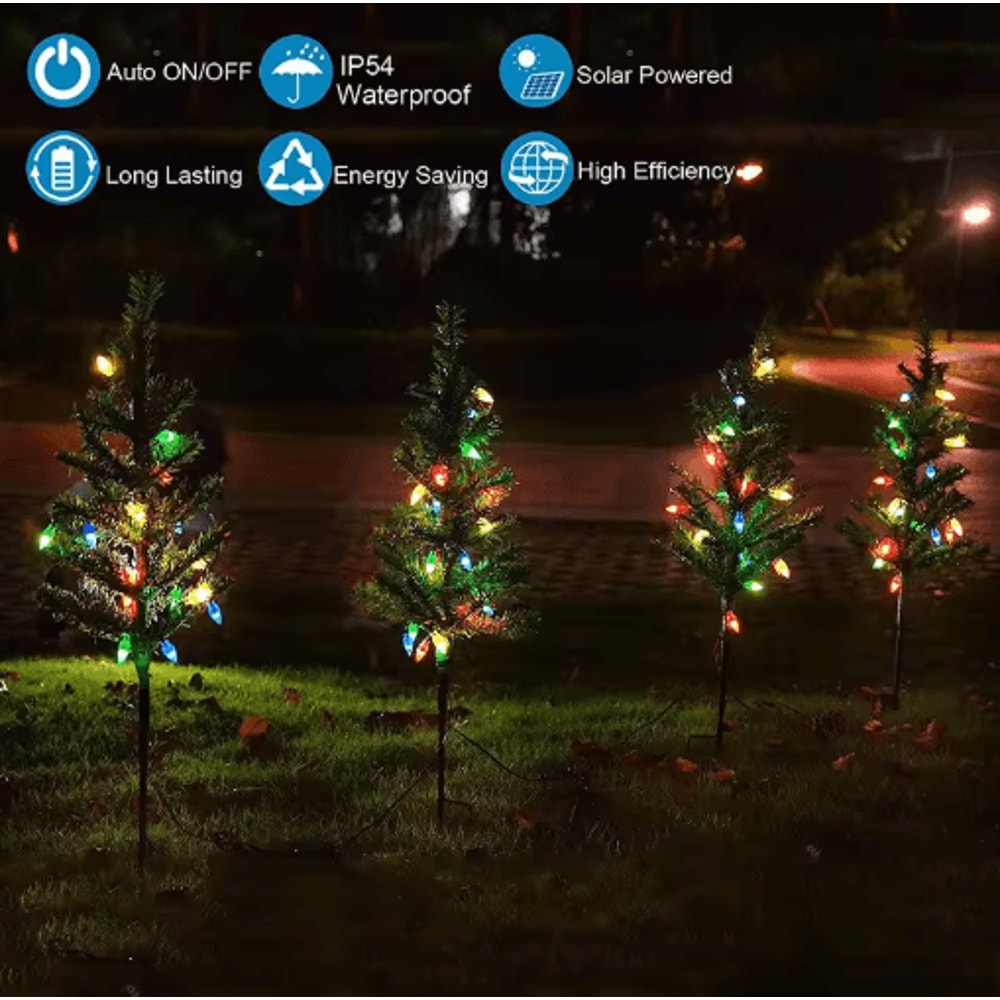 Solar Christmas Tree Garden Lights Waterproof Outdoor Landscape Decorative Lamp 2