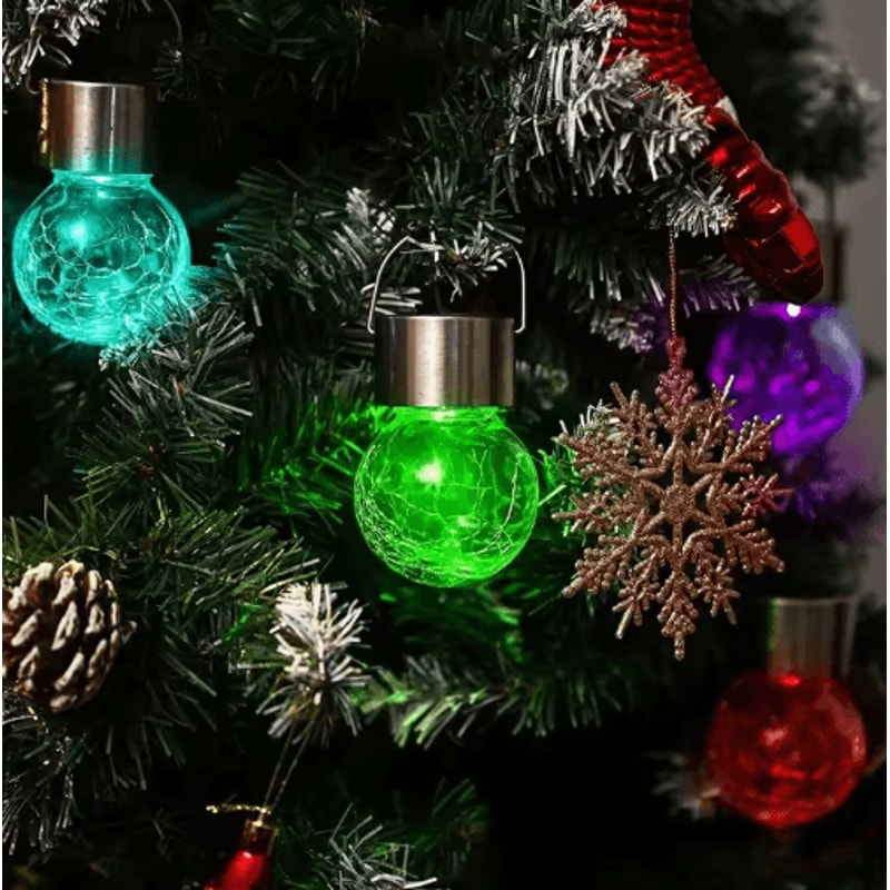 Cracked Glass Solar Hanging Lights Waterproof Outdoor Garden Tree Lantern 3