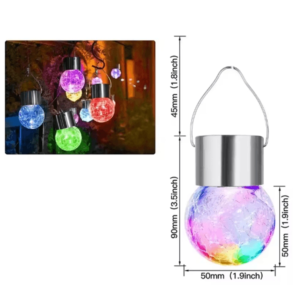 Cracked Glass Solar Hanging Lights Waterproof Outdoor Garden Tree Lantern 5