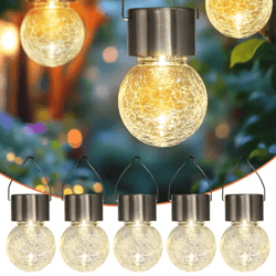 cracked glass solar hanging lights – waterproof outdoor garden & tree lantern
