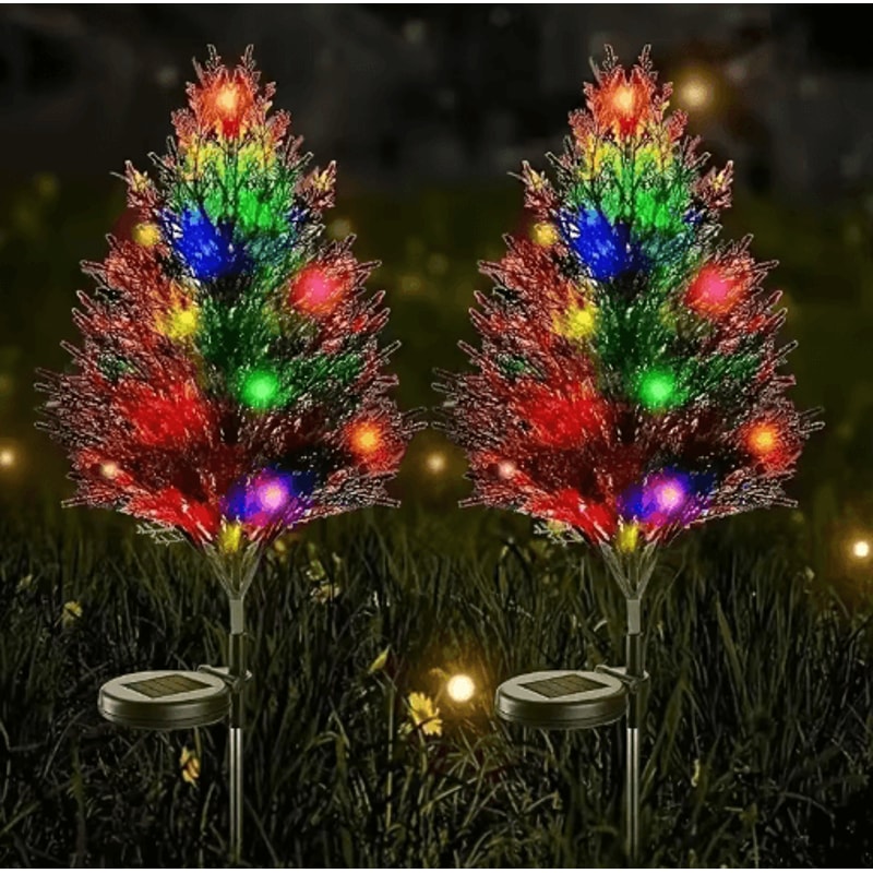 Multicolor Solar Christmas Tree Garden Lights Outdoor Pathway Lawn Holiday Decor 6