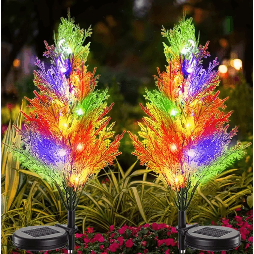 Multicolor Solar Christmas Tree Garden Lights Outdoor Pathway Lawn Holiday Decor 0