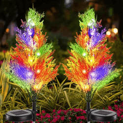 multicolor solar christmas tree garden lights – outdoor pathway & lawn holiday decor
