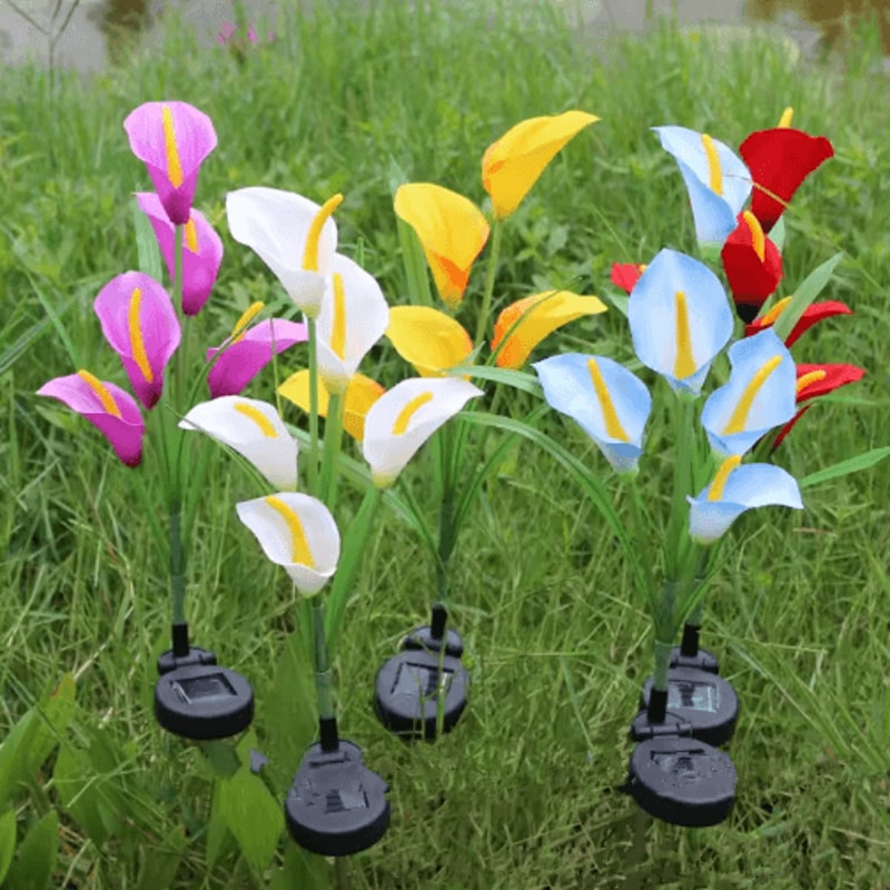 Solar Calla Lily Flower Garden Lights Waterproof LED Outdoor Stake Decor 5