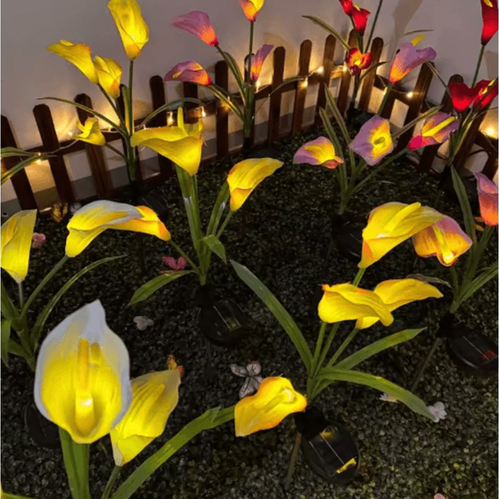 Solar Calla Lily Flower Garden Lights Waterproof LED Outdoor Stake Decor 8