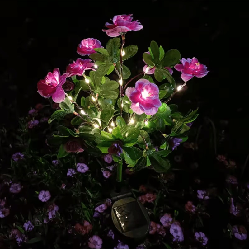 Solar Azalea Flower Garden Lights Waterproof LED Outdoor Pathway Decor 2