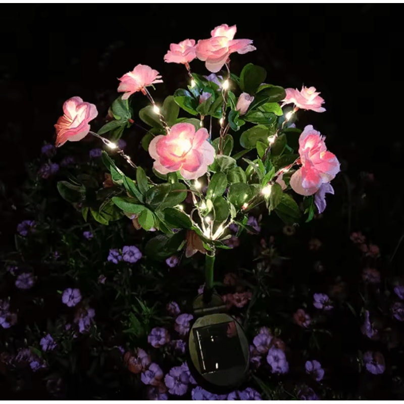 Solar Azalea Flower Garden Lights Waterproof LED Outdoor Pathway Decor 3