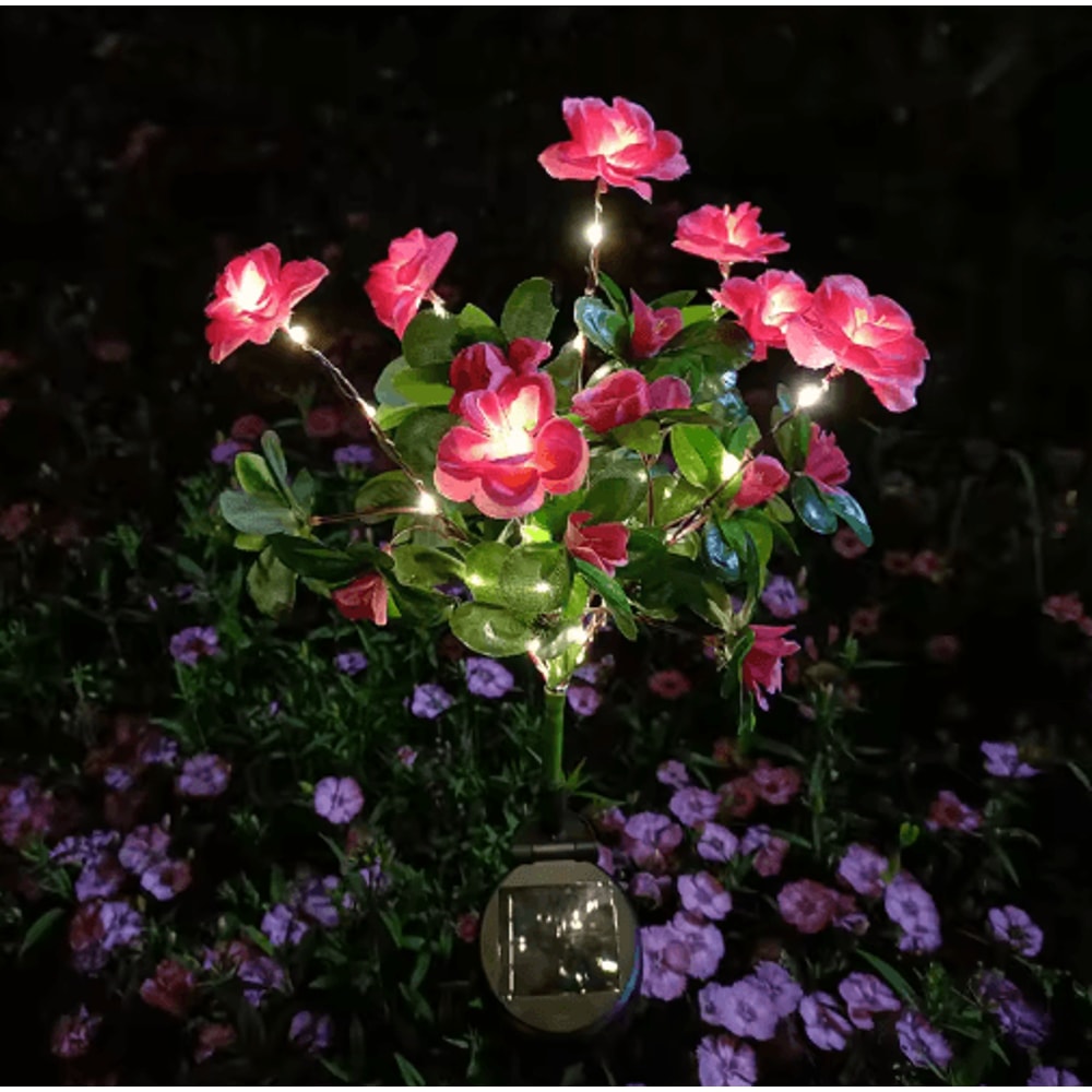 Solar Azalea Flower Garden Lights Waterproof LED Outdoor Pathway Decor 4