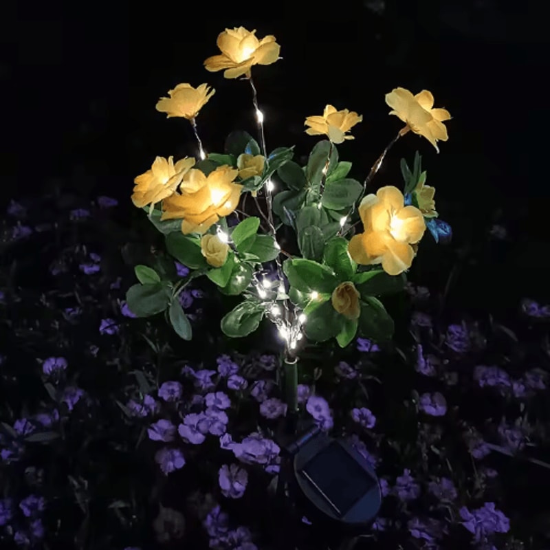 Solar Azalea Flower Garden Lights Waterproof LED Outdoor Pathway Decor 5