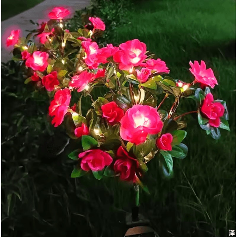 Solar Azalea Flower Garden Lights Waterproof LED Outdoor Pathway Decor 6
