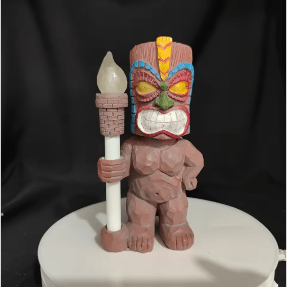 Solar Tiki Totem Garden Statue Tropical Outdoor Decor With LED Light 6