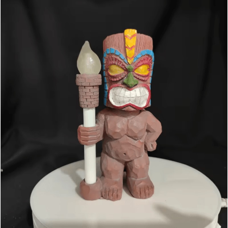 Solar Tiki Totem Garden Statue Tropical Outdoor Decor With LED Light 6