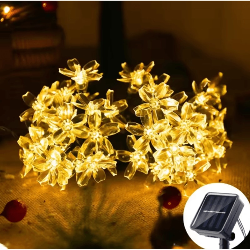 Solar Sakura Cherry Blossom String Lights 5M Fairy Lights For Garden Wedding Decor 2