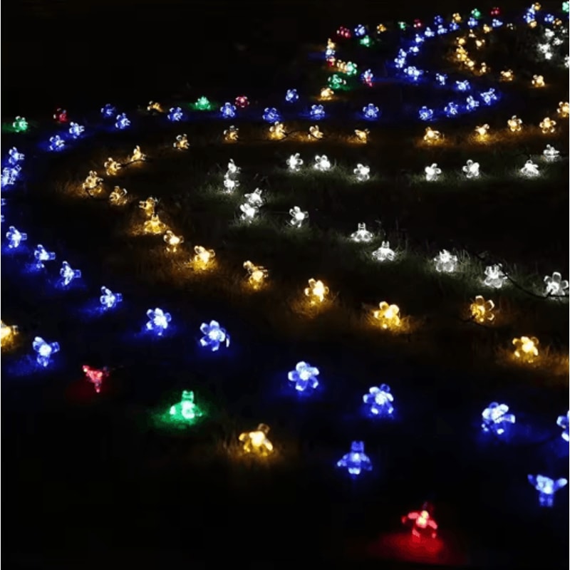 Solar Sakura Cherry Blossom String Lights 5M Fairy Lights For Garden Wedding Decor 4