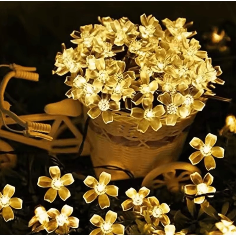 Solar Sakura Cherry Blossom String Lights 5M Fairy Lights For Garden Wedding Decor 6