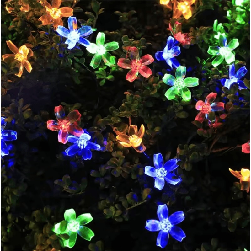 Solar Sakura Cherry Blossom String Lights 5M Fairy Lights For Garden Wedding Decor 7