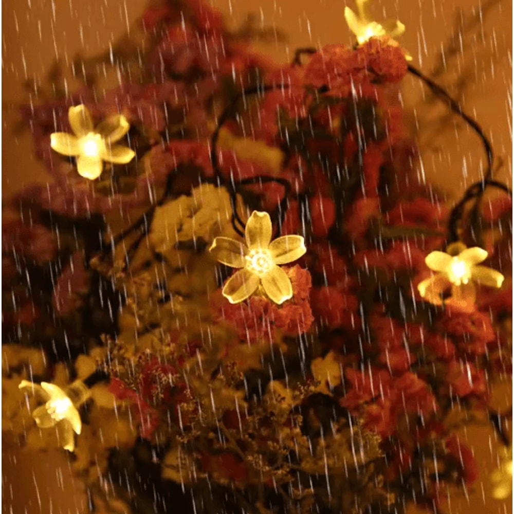 Solar Sakura Cherry Blossom String Lights 5M Fairy Lights For Garden Wedding Decor 0