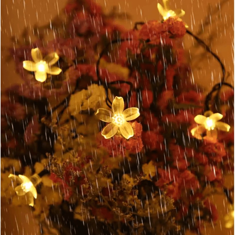 Solar Sakura Cherry Blossom String Lights 5M Fairy Lights For Garden Wedding Decor 0