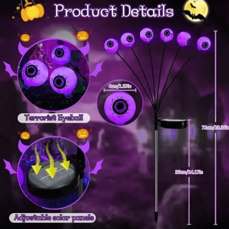 Solar Eyeball Firefly Garden Lights 6Head Halloween Solar Stake Lights 4