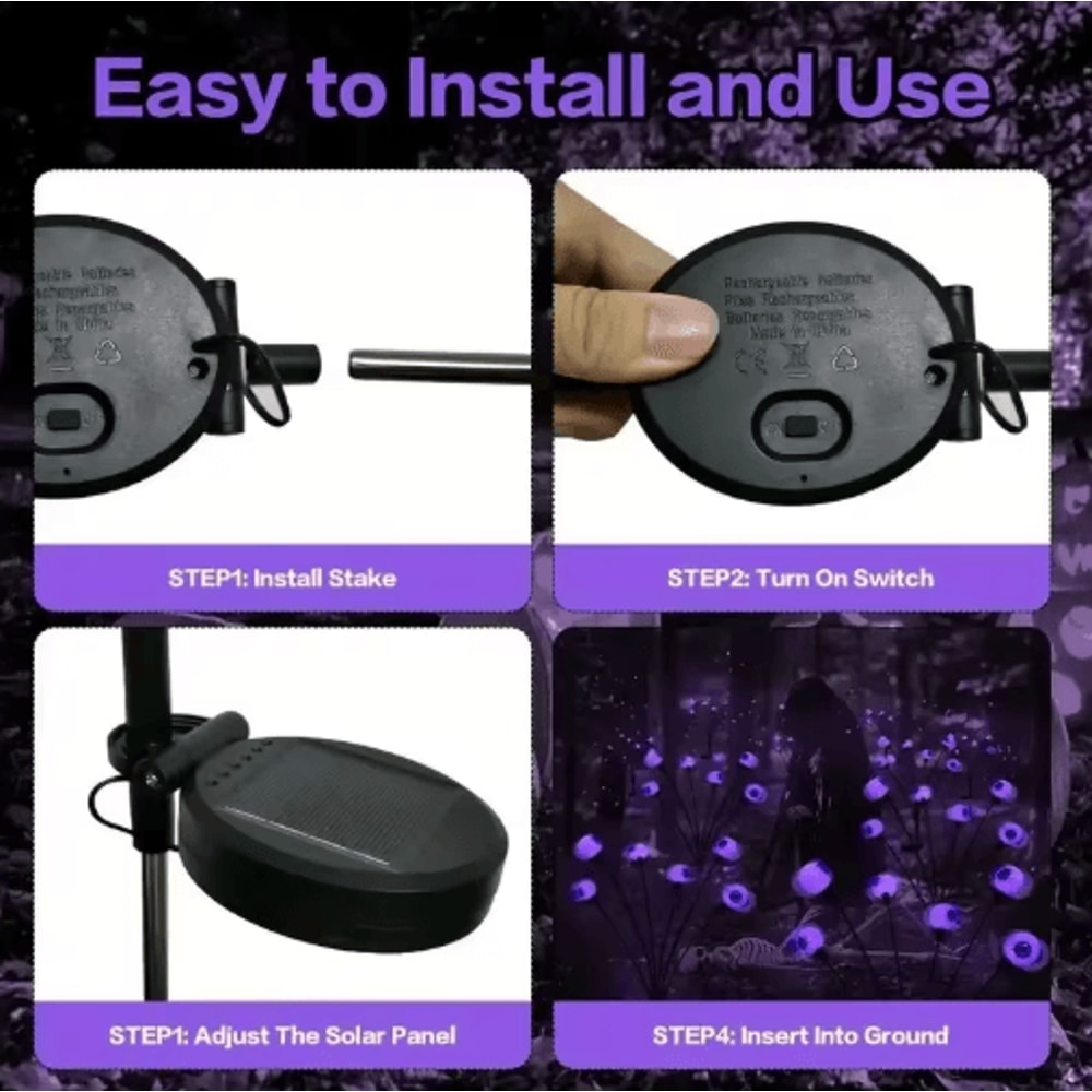 Solar Eyeball Firefly Garden Lights 6Head Halloween Solar Stake Lights 6