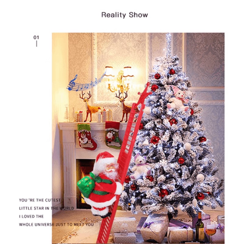 Musical Climbing Santa Claus Ladder Ornament For Christmas Tree Decor 4