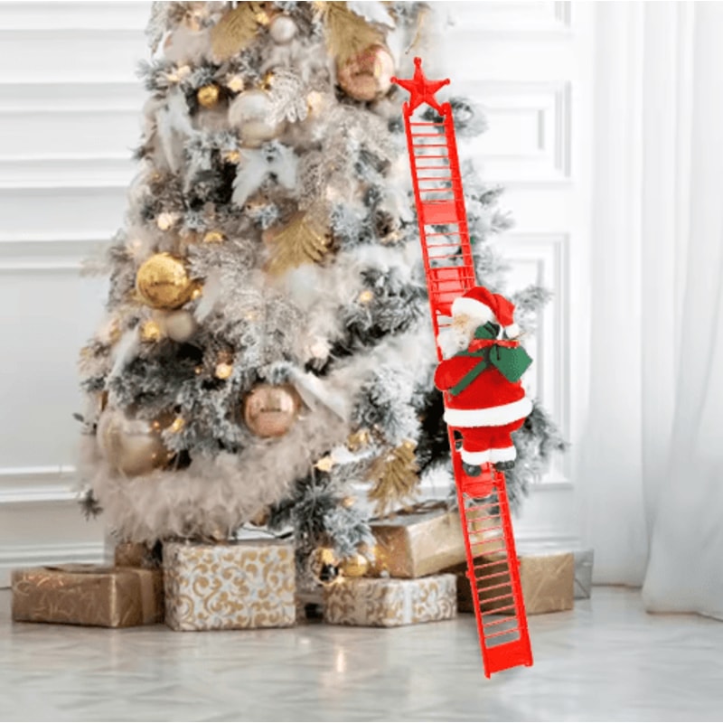 Musical Climbing Santa Claus Ladder Ornament For Christmas Tree Decor 5