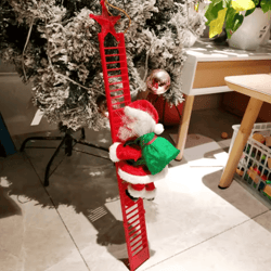 musical climbing santa claus ladder ornament for christmas tree decor