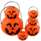 3Piece Halloween Pumpkin Buckets Set Large Medium Small Candy Containers 0