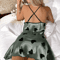 Womens Heart Print Criss Cross Back Nightdress Soft Casual Sleepwear Dress 4