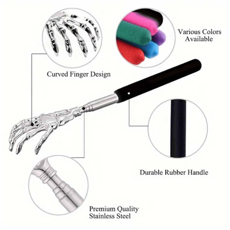 Portable Stainless Steel Telescoping Back Scratcher Extendable Back Massager 10