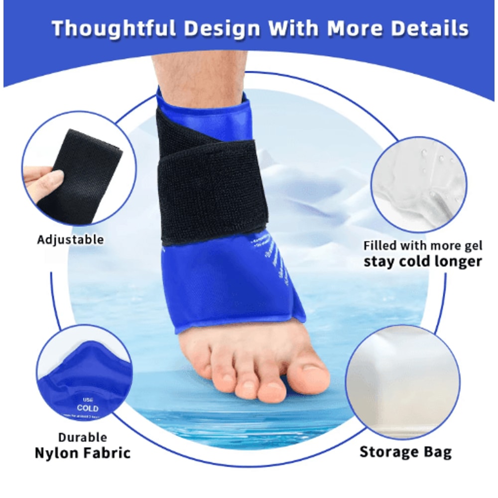 Reusable Ankle Ice Pack Wrap Hot Cold Compression Ankle Brace For Injury Relief 7