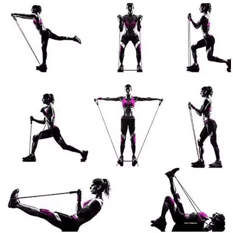 Adjustable Resistance Bands With Handles Home Strength Training Workout Set 8