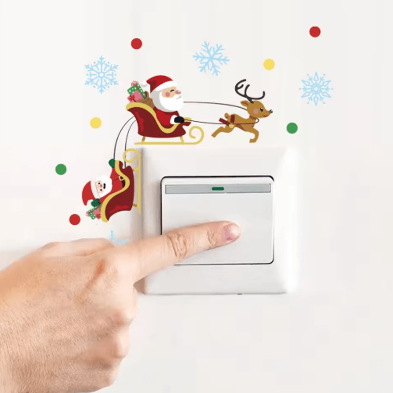 Santa Claus Christmas Light Switch Sticker Festive Holiday Wall Decal 6