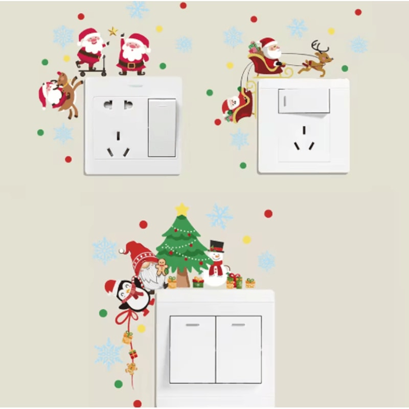 Santa Claus Christmas Light Switch Sticker Festive Holiday Wall Decal 0