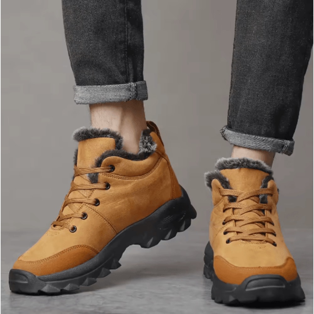 Mens FurLined Winter Snow Boots Warm Outdoor Ankle Boots 0