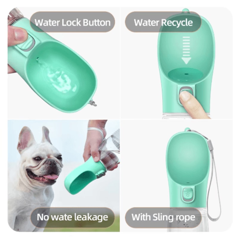 Portable Dog Water Bottle With BuiltIn Bowl For Travel Walks 8