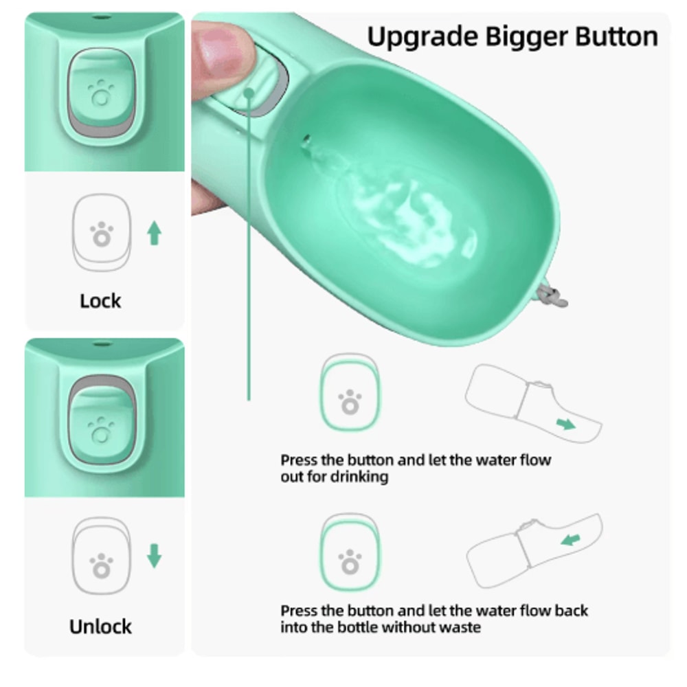 Portable Dog Water Bottle With BuiltIn Bowl For Travel Walks 9