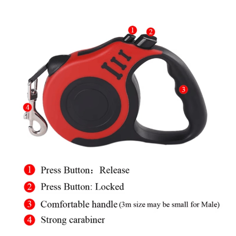 Durable Retractable Dog Leash For Small Dogs With Automatic Lock 3M5M 14