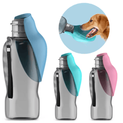 800ml portable dog water bottle with built-in drinking bowl for travel