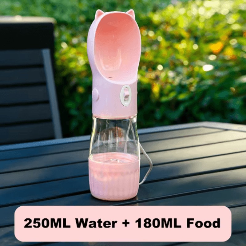 Portable Dog Water Bottle With Food Container Drinking Bowl For Travel 3