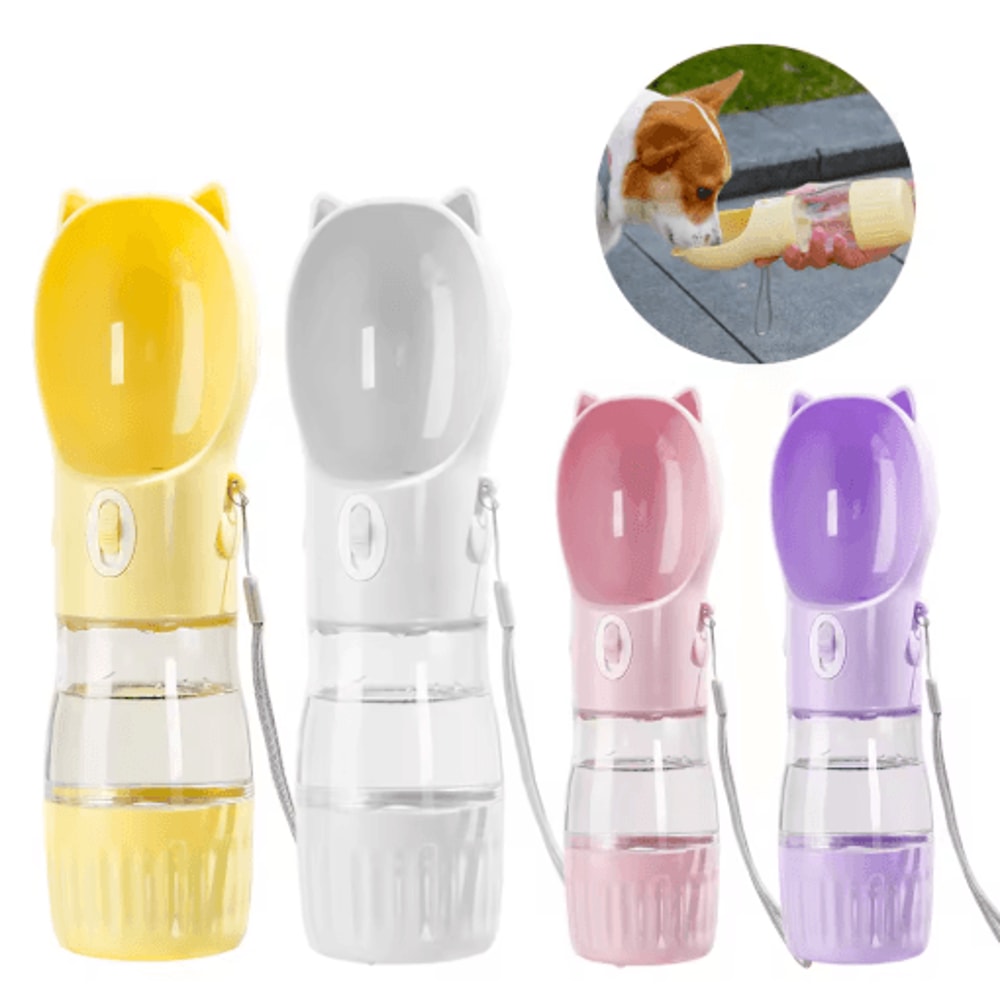 Portable Dog Water Bottle With Food Container Drinking Bowl For Travel 0