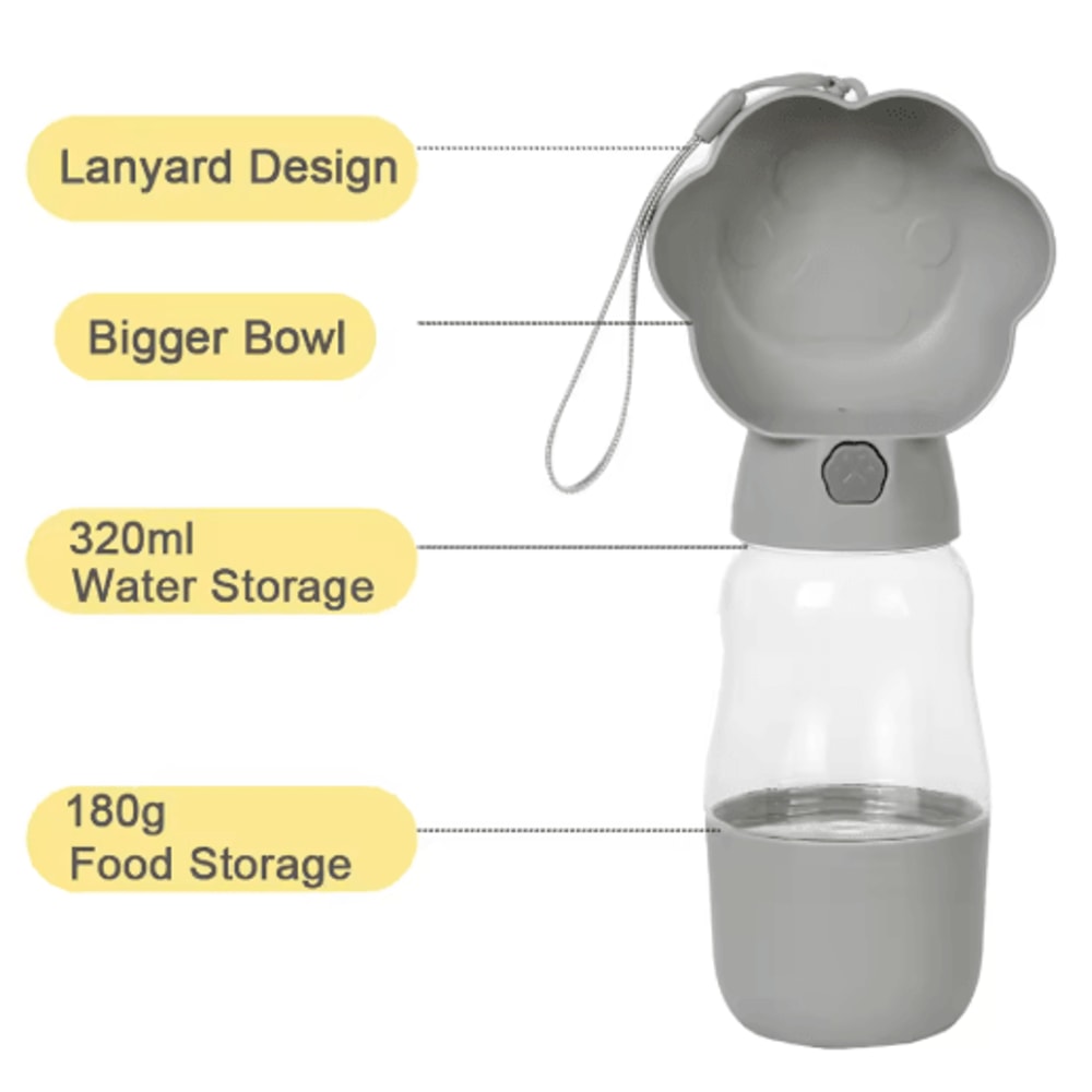 2in1 Portable Dog Water Bottle With Food Container Drinking Bowl 8