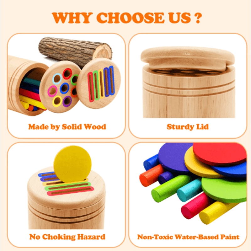 Montessori Wooden Color Sorting Shape Matching Puzzle For Toddlers 5